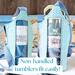 Two turquoise print bags are pictured: One with a Stanley 30 ounce Ice Flow Tumbler, the other with a 40 ounce Owala FreeSip.
